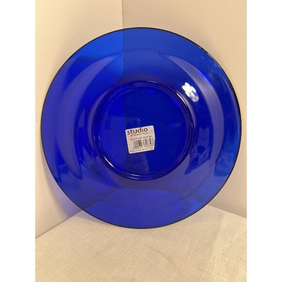 Bormioli Rocco Round Assiette PLATE Platter 10” Sapphire Gold Cobalt Blue Glass - Picture 6 of 9